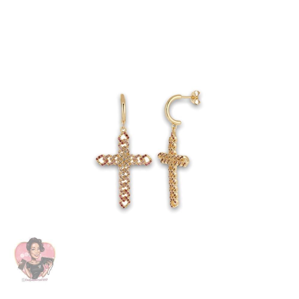 JOY DRAVECKY Utopia Cross Earrings in Ombre Pink